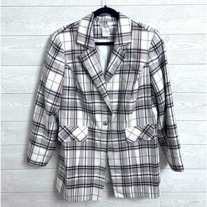 Worthington Checkered Blazer - White and Purple